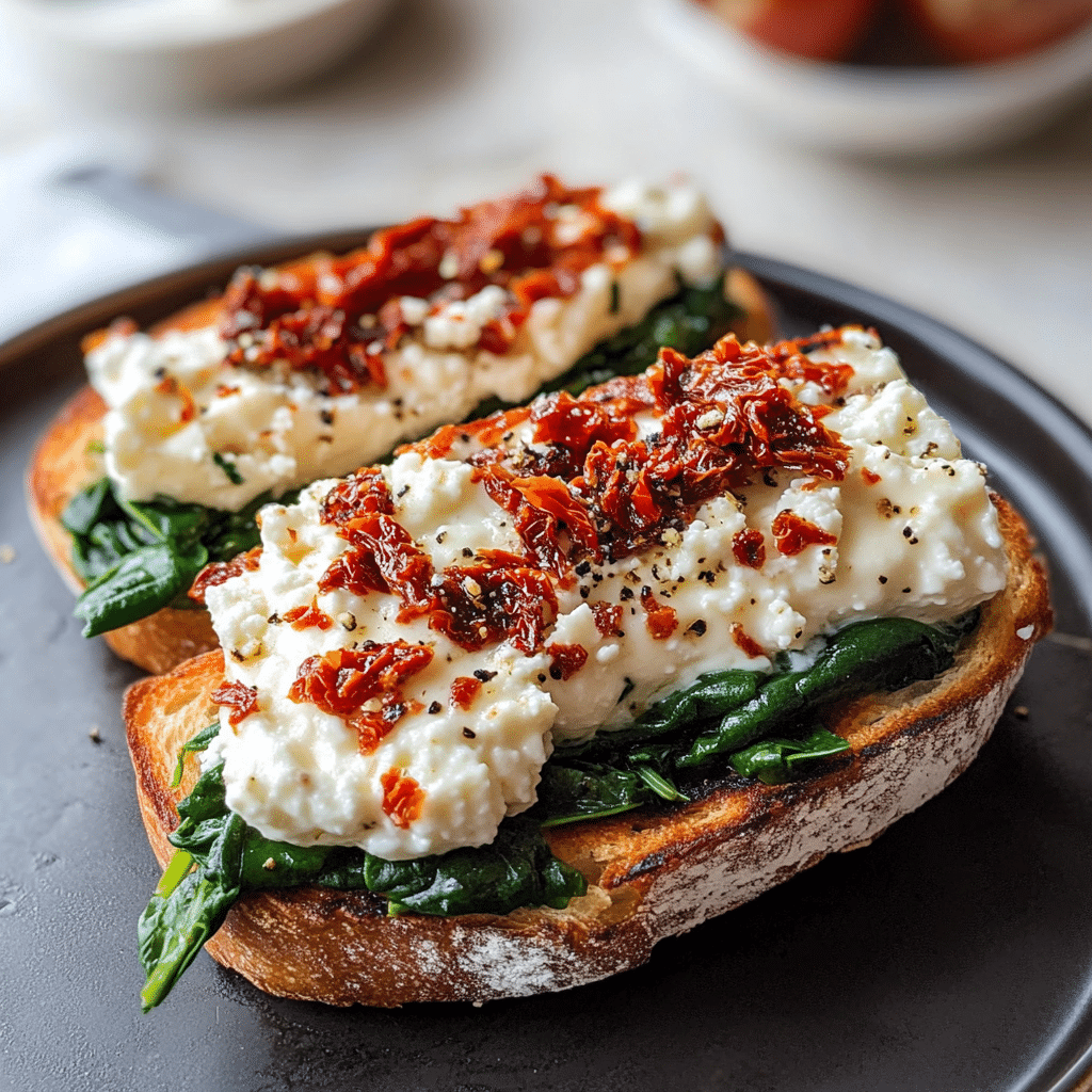 Sun-Dried Tomato, Spinach, and Ricotta Grilled Cheese