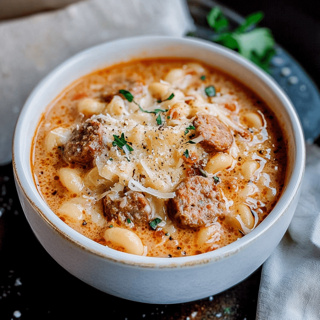 Velvety Italian Sausage Parmesan Soup Recipe
