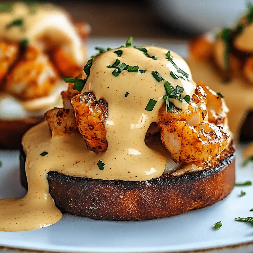 Bay Lobster Eggs Benedict with Cajun Hollandaise