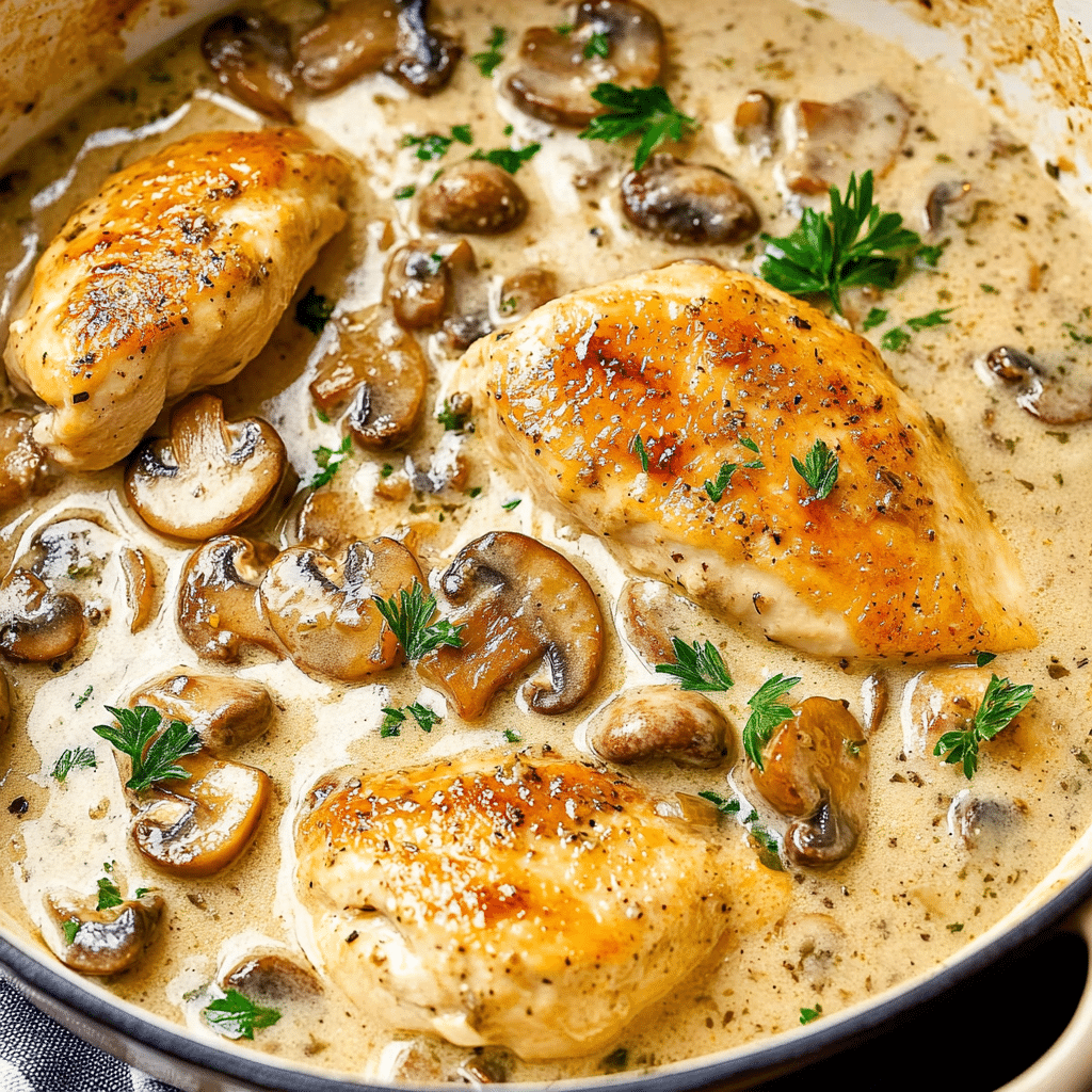 Easy Chicken with Garlic Mushroom Sauce Recipe