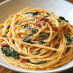 Spaghetti with Spinach and Sun-Dried Tomato Cream Sauce