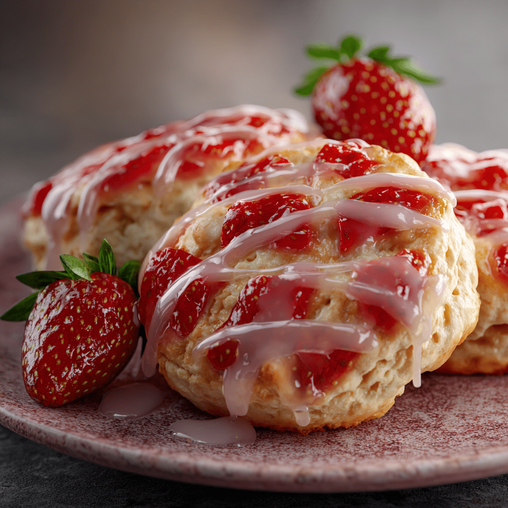 Fresh Strawberry Biscuits with Sweet Glaze