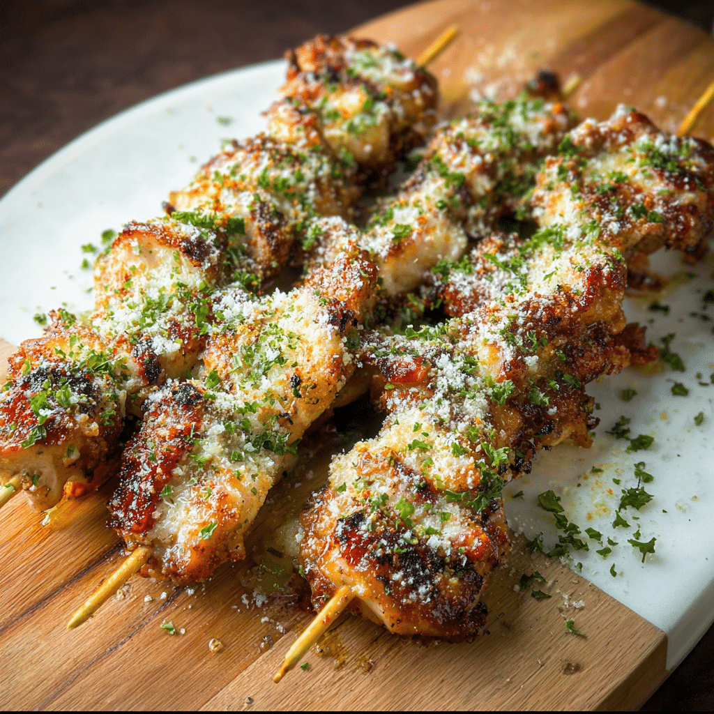 Garlic Parmesan Chicken Skewers