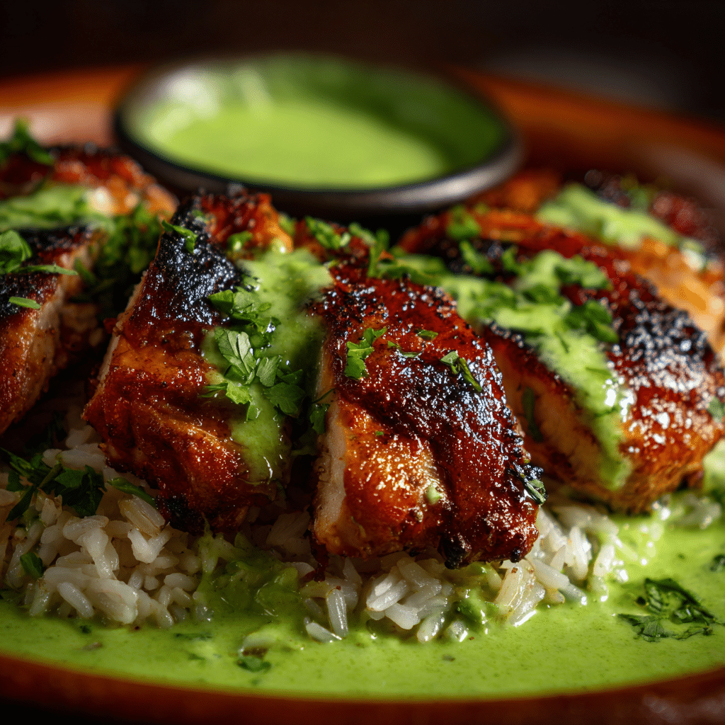 Peruvian Chicken and Rice with Green Sauce