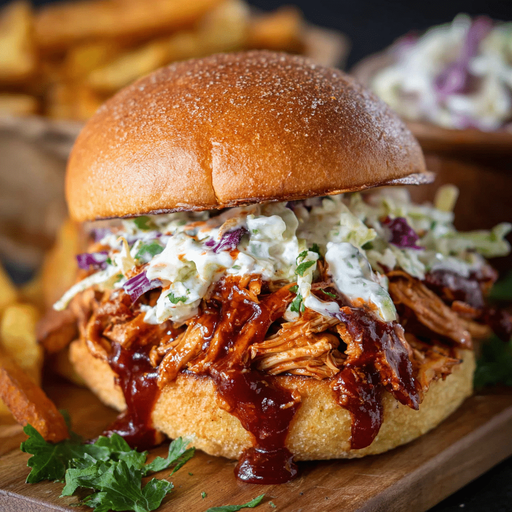 Slow Cooker BBQ Pulled Chicken Sandwiches