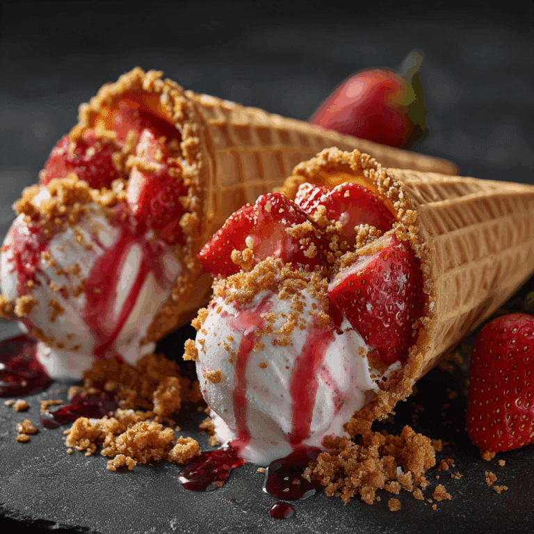 Strawberry Crunch Cheesecake Cones
