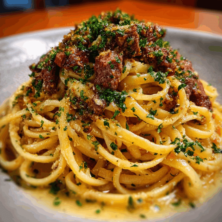 Beef Linguine with Garlic Butter Sauce