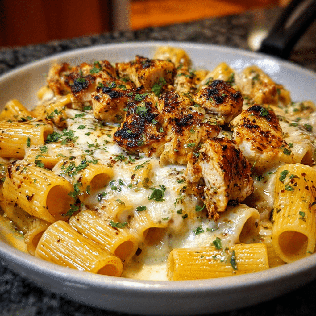 Cajun Chicken Rigatoni with Garlic Mozzarella Sauce