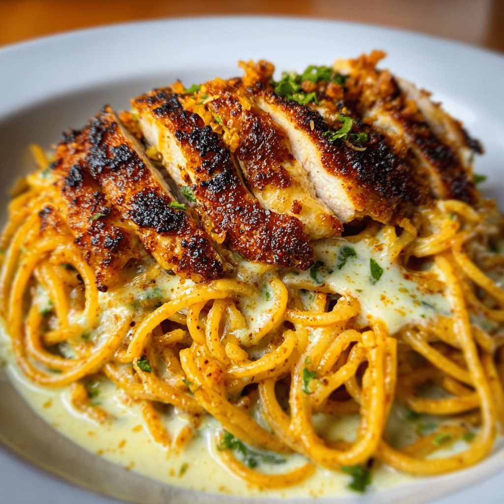 Cajun Chicken Spaghetti with Garlic Mozzarella Sauce