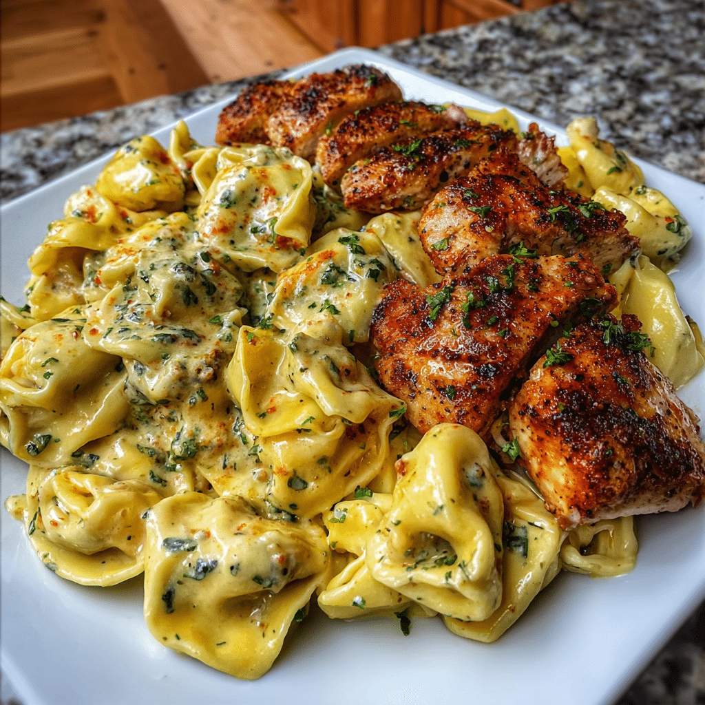 Cajun Chicken Tortellini in Velveeta Garlic Cheese Sauce
