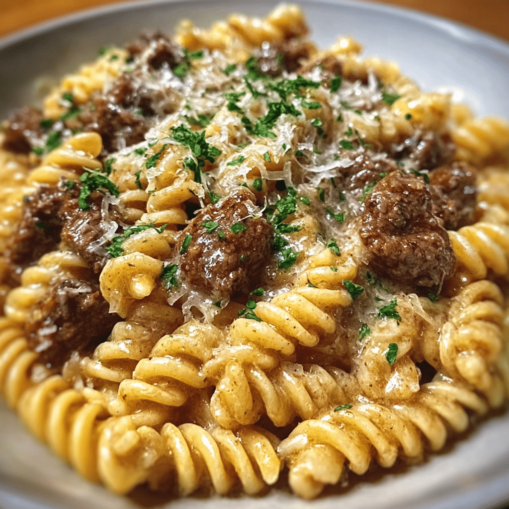 Garlic Parmesan Beef and Rotini
