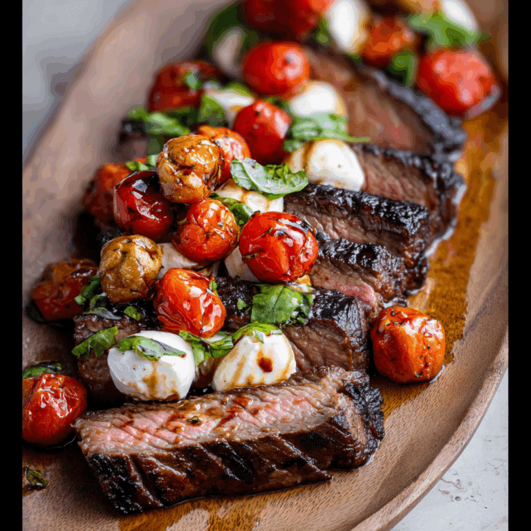 Grilled Balsamic Steak Caprese with Mozzarella