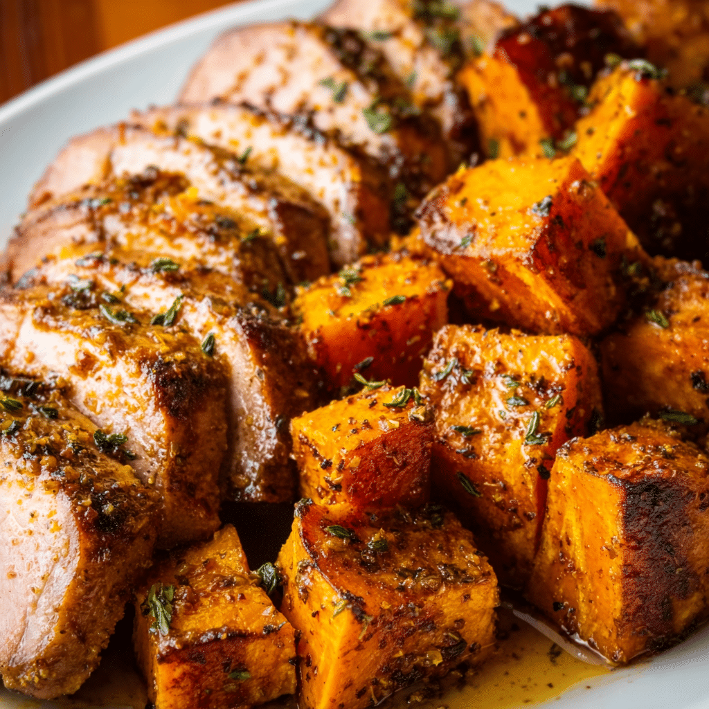 Maple Dijon Roasted Sweet Potatoes