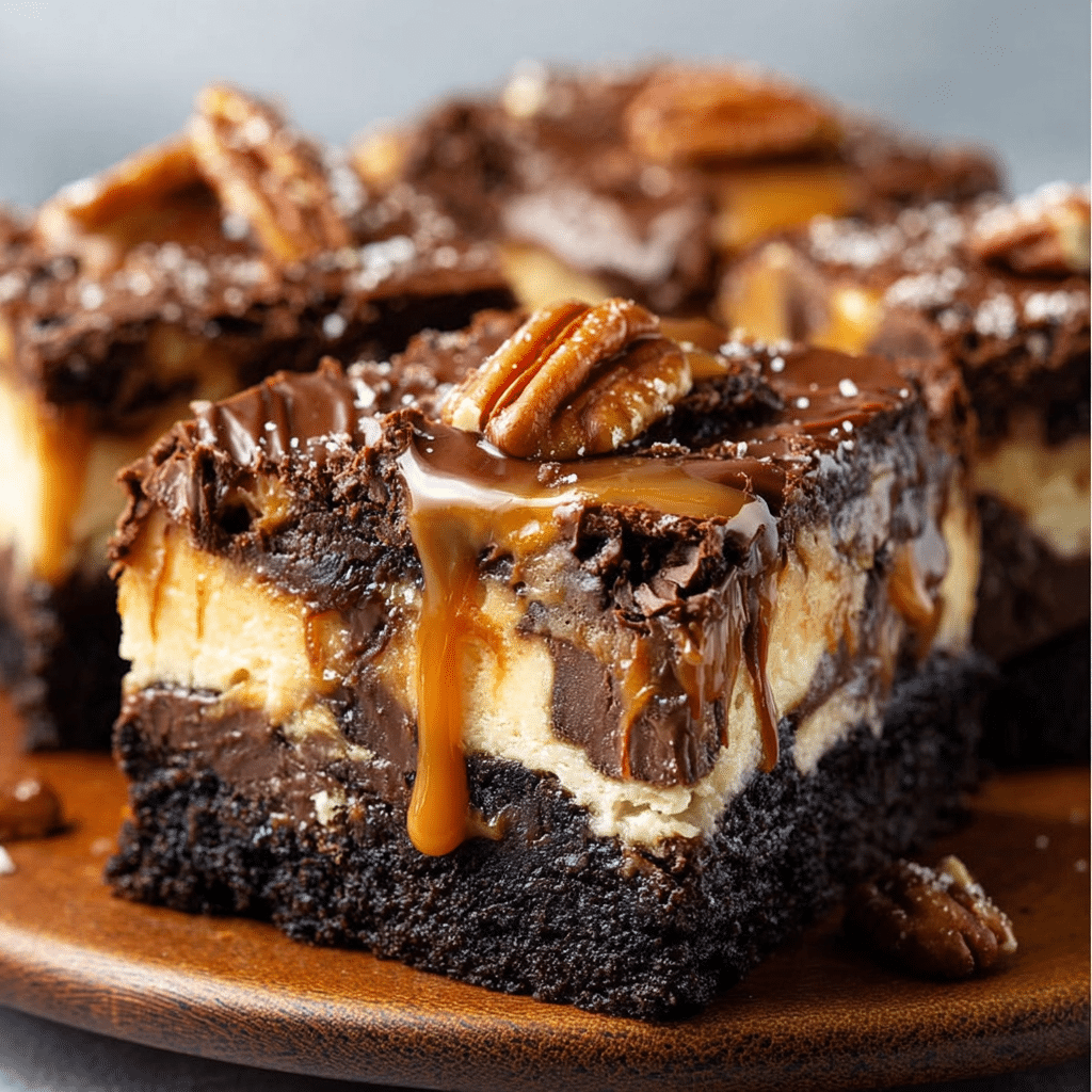 Milky Way Caramel Pecan Cheesecake Brownies