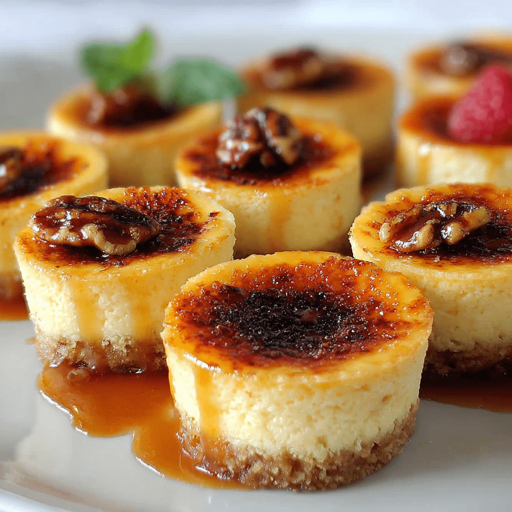 Mini Crème Brûlée Caramel Pecan Cheesecakes