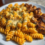 Mozzarella Rotini with Spicy Cajun Beef and Velveeta Sauce