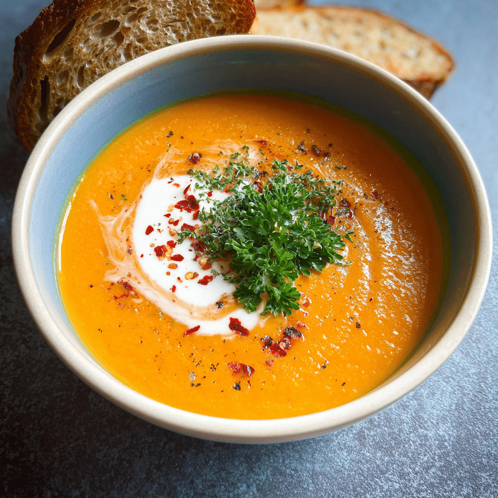 Roasted Butternut Squash and Red Pepper Soup