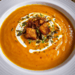 Sweet Potato Soup with Cumin and Crispy Toppings