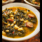 Turnip Greens Soup with Sausage and Pasta