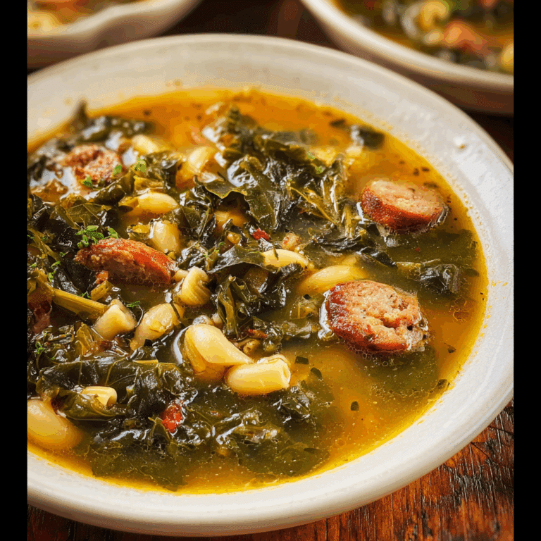 Turnip Greens Soup with Sausage and Pasta