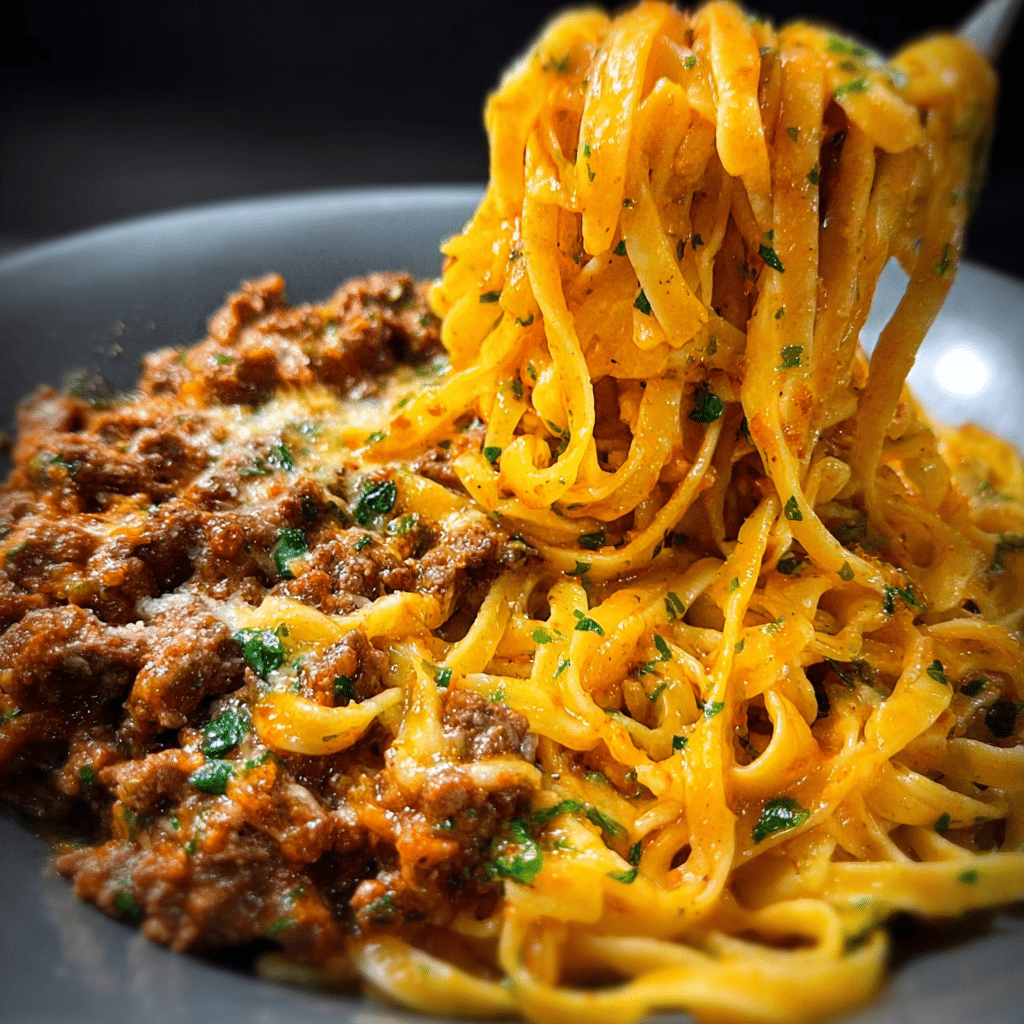 Velveeta Linguine with Italian Beef Marinara