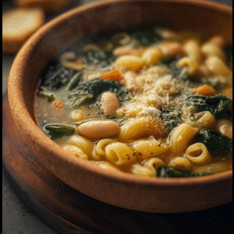 White Bean Spinach Soup with Pasta