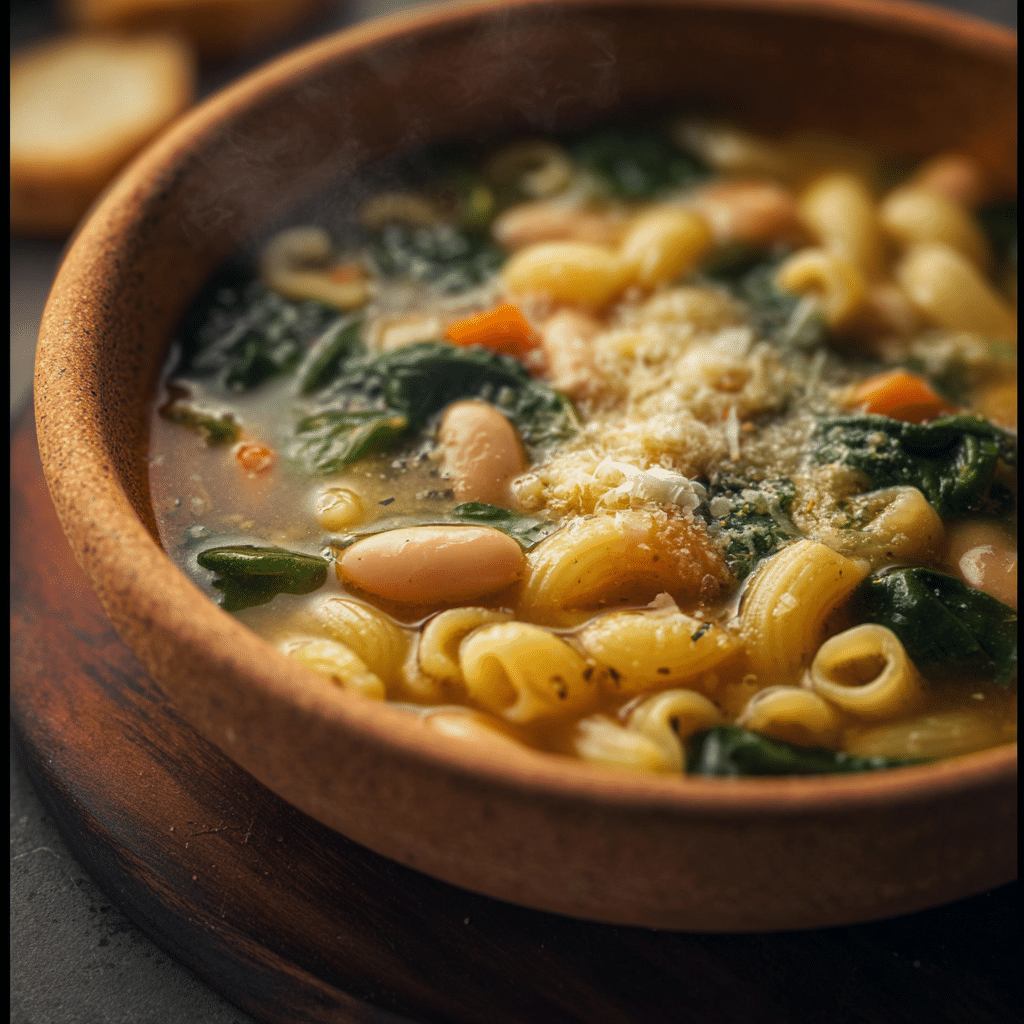 White Bean Spinach Soup with Pasta