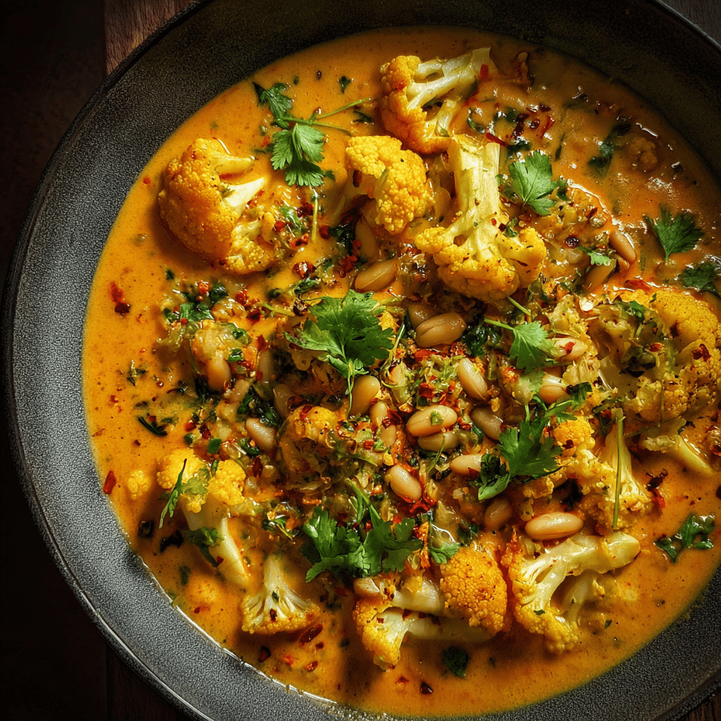Cauliflower Coconut Curry with White Beans