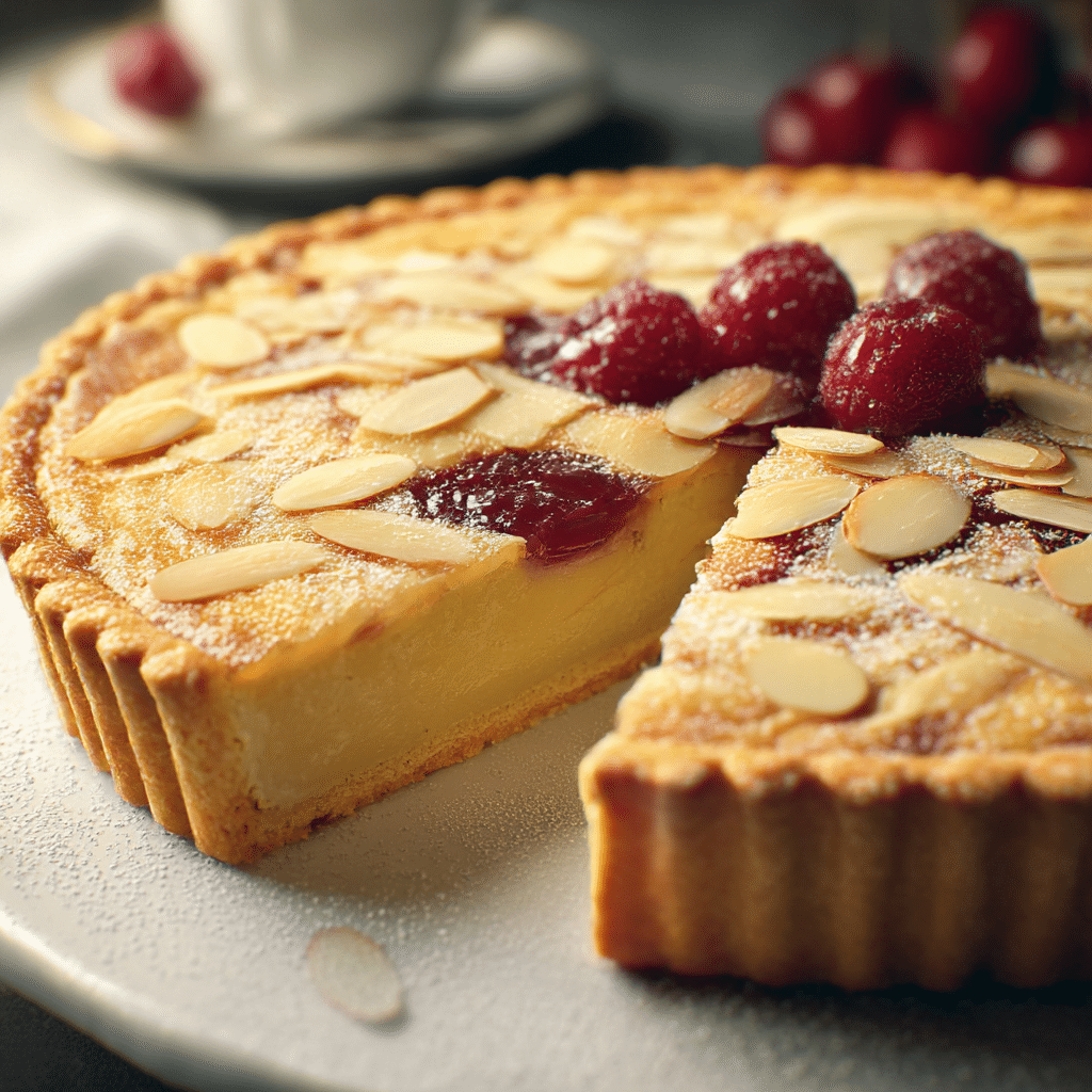 Cherry Bakewell Tart with Almonds