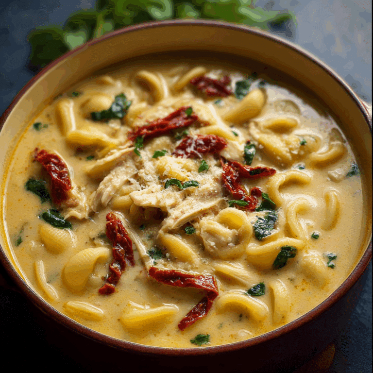 Chicken Pasta Soup with Sun-Dried Tomatoes
