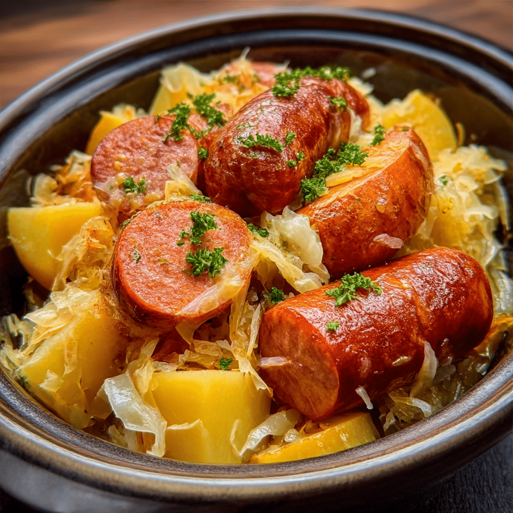 Crock Pot Sausage and Sauerkraut