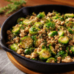 Ground Turkey and Brussels Sprouts Skillet