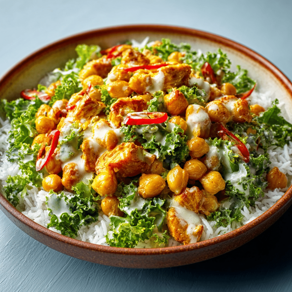 Kale Salad with Roasted Chickpeas and Creamy Dressing