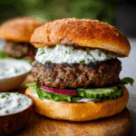 Moroccan Lamb Burgers with Tzatziki Sauce