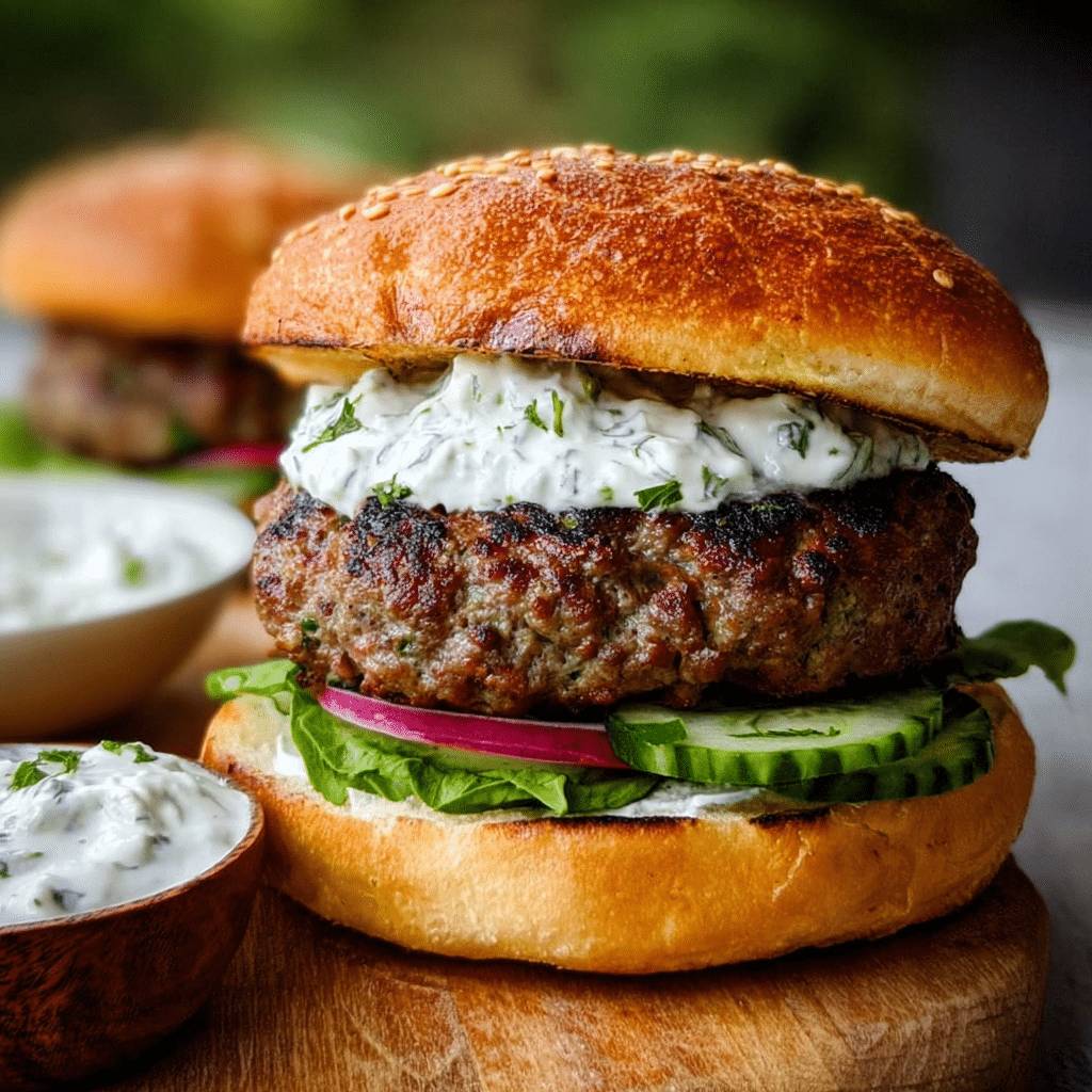 Moroccan Lamb Burgers with Tzatziki Sauce