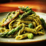 Pheasant Pesto Pasta with Asparagus
