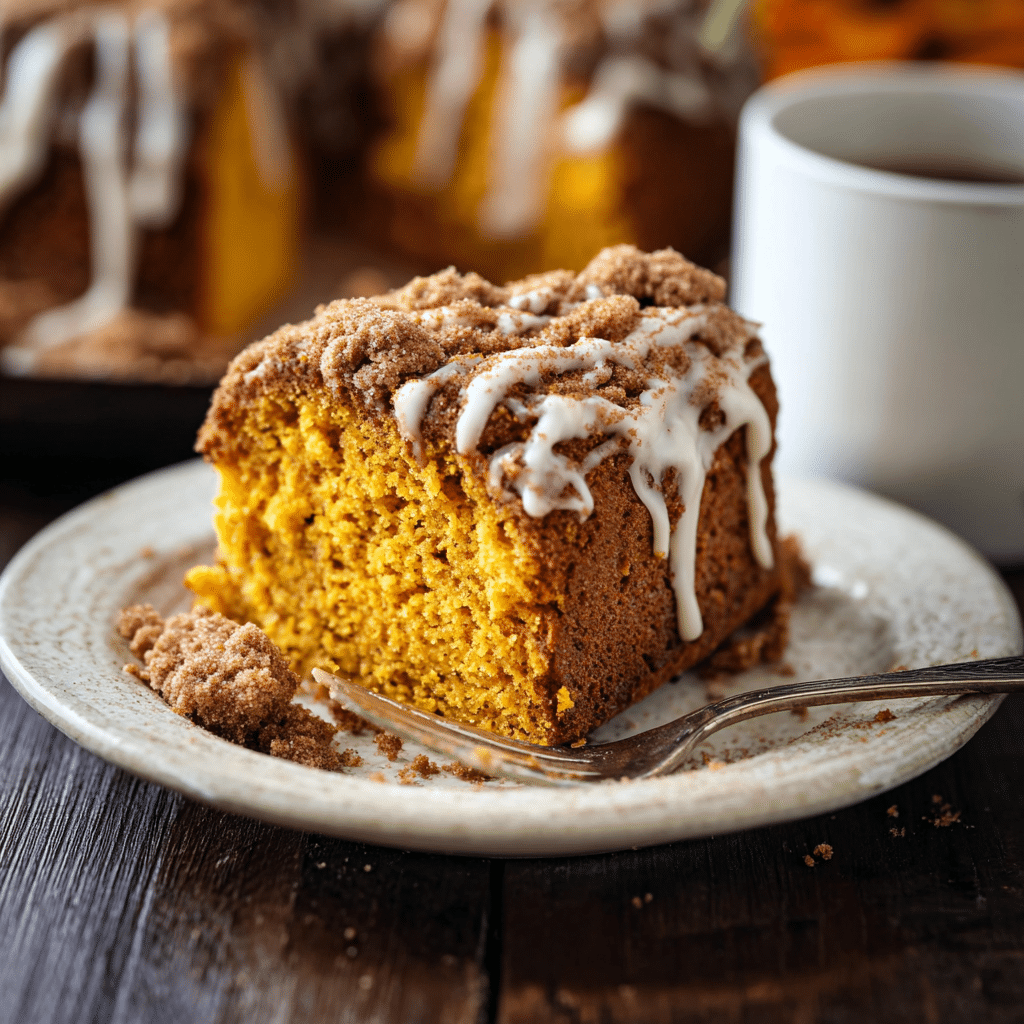 Pumpkin Coffee Cake with Vanilla Glaze