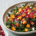 Roasted Butternut Squash Kale Salad with Pomegranate and Goat Cheese