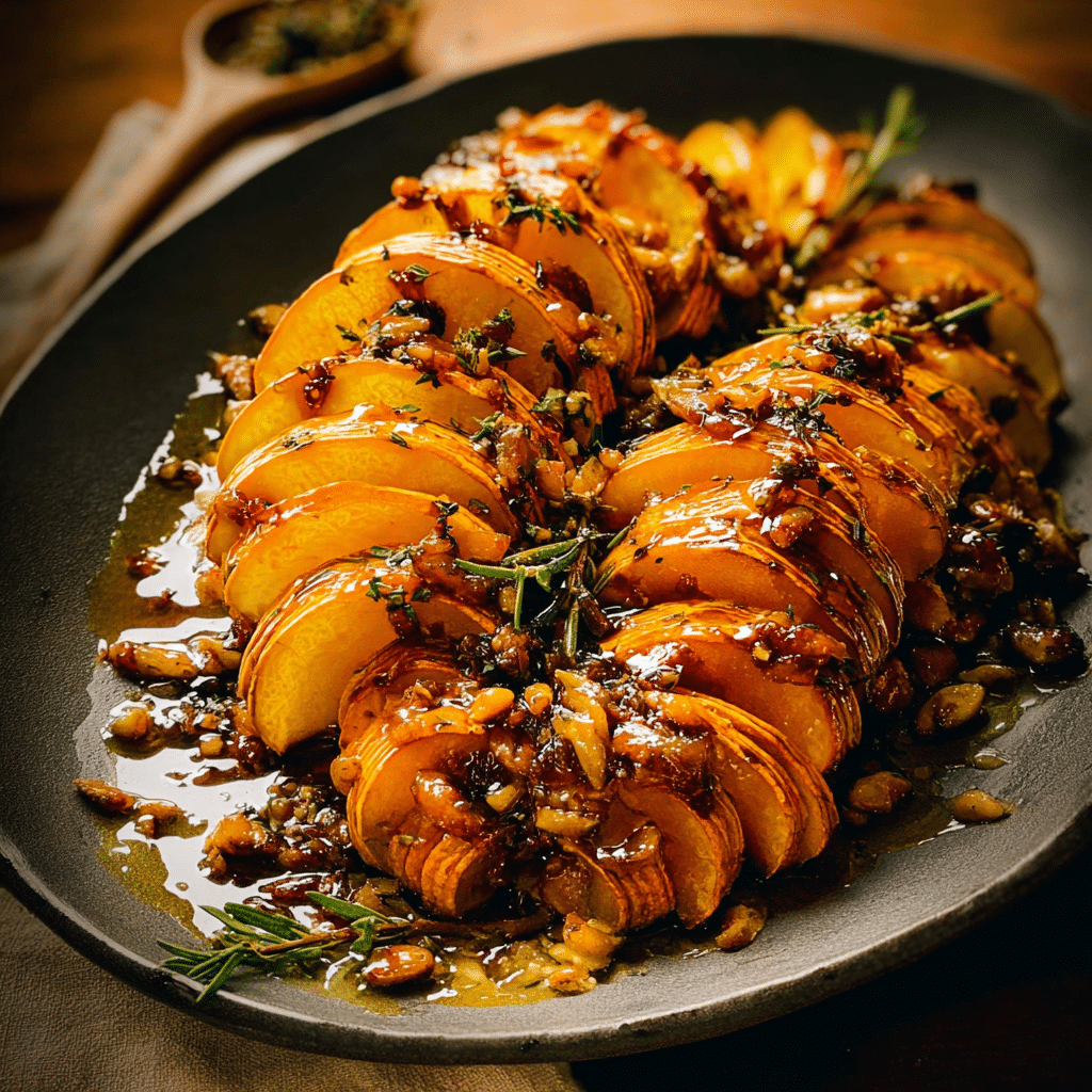Roasted Hasselback Delicata Squash with Maple Glaze