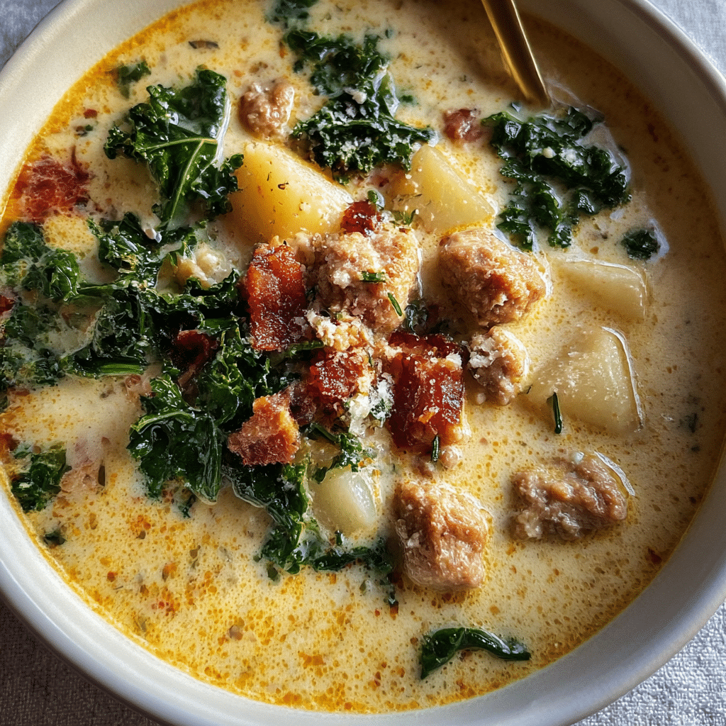Slow Cooker Zuppa Toscana Soup with Sausage and Kale
