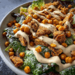 Tahini Caesar Salad with Crispy Chickpeas