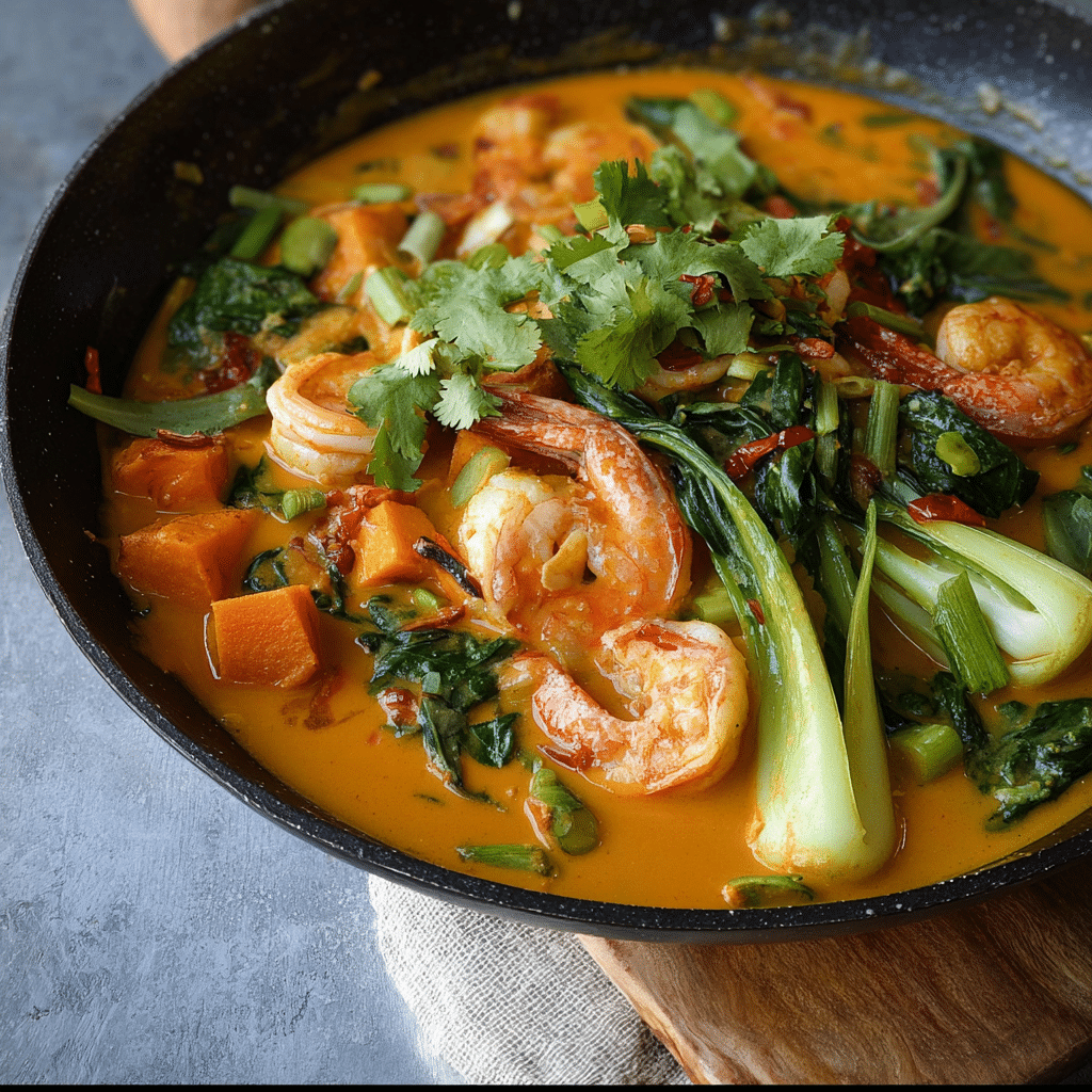 Thai Pumpkin Curry with Shrimp and Bok Choy