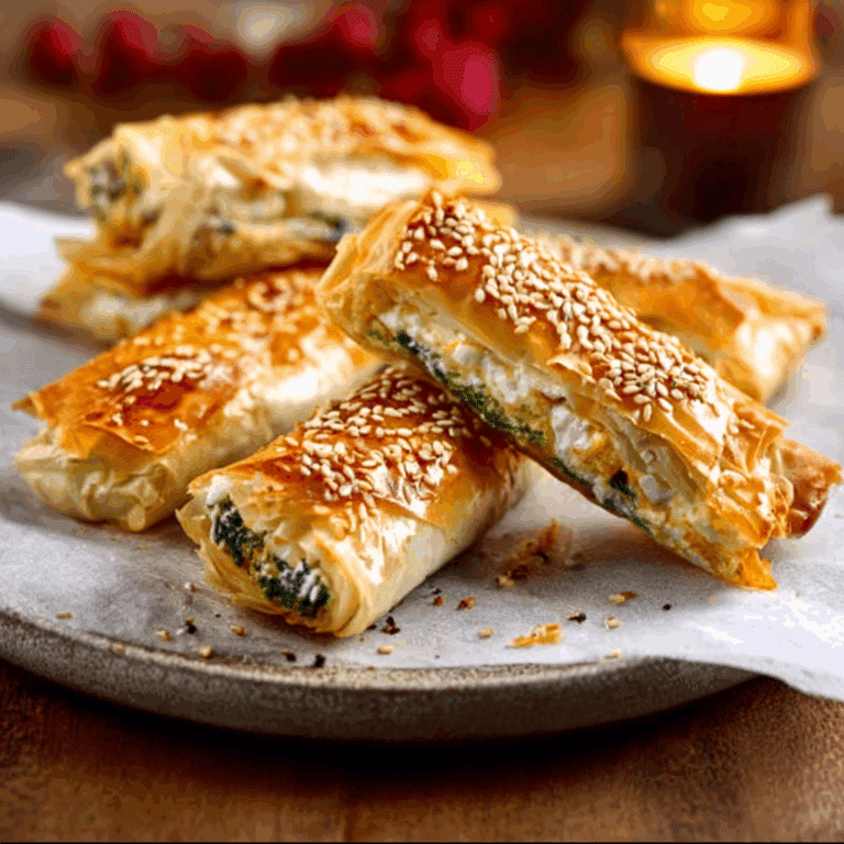 Turkish Borek with Spinach and Feta Cheese