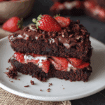Vegan Chocolate Cake with Strawberries and Oat Flour